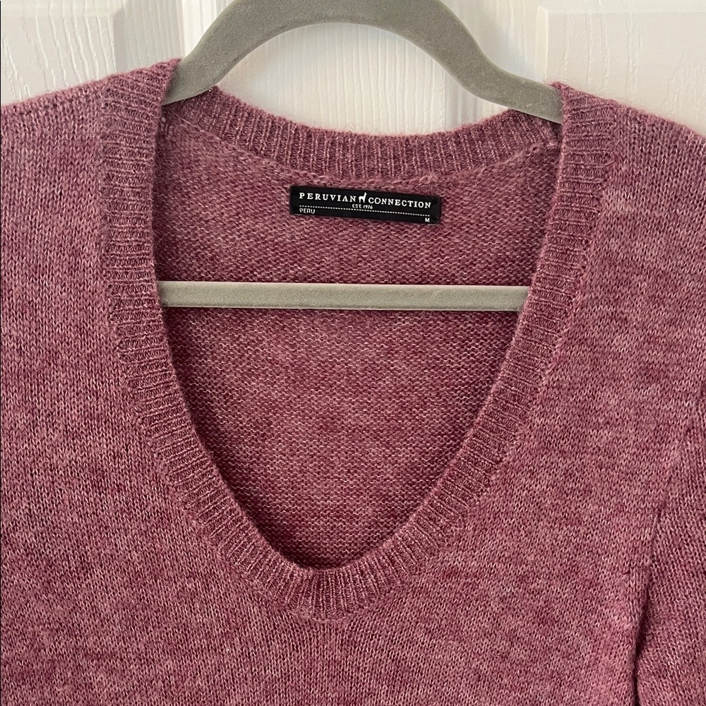 Peruvian Connection Deep Mauve Long Sleeve Dress - Picture 2 of 3